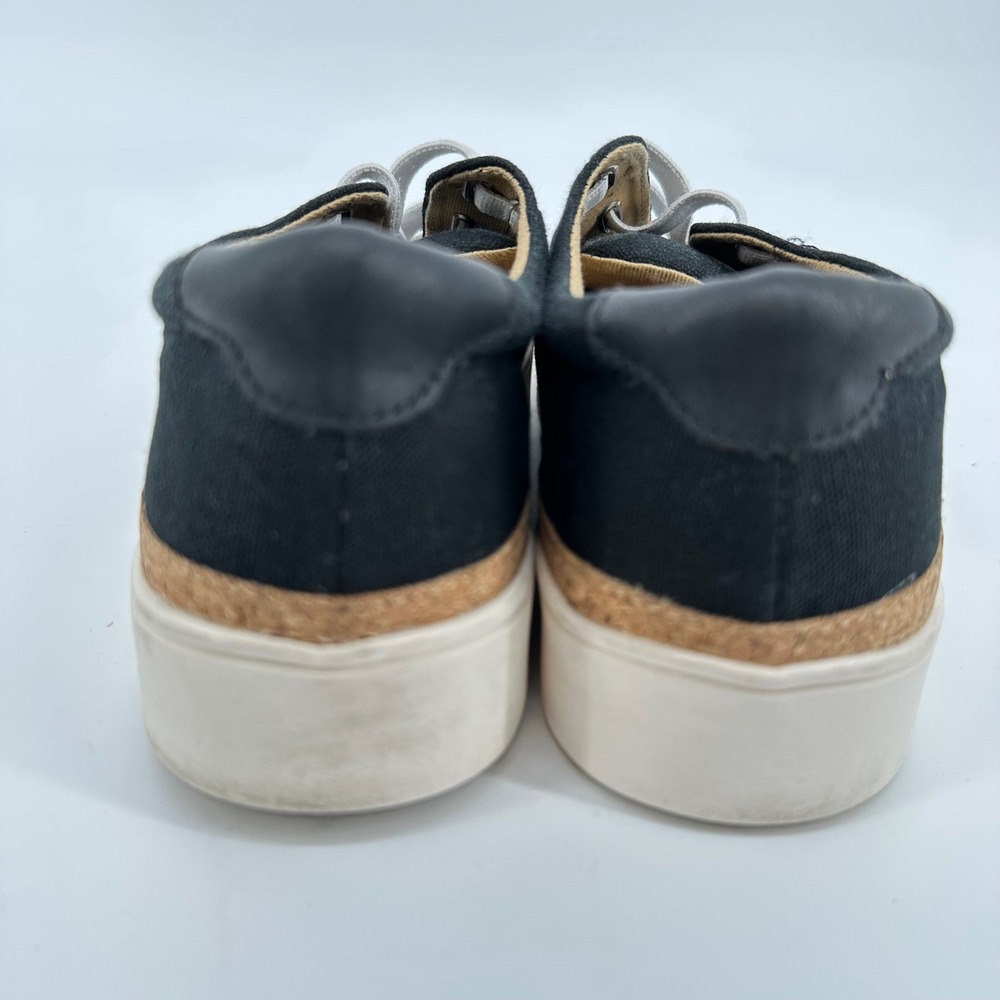 Revitalign Womens Black Canvas Platform Sneakers Cork Trim Casual‎ Shoes 9 - Picture 3 of 7